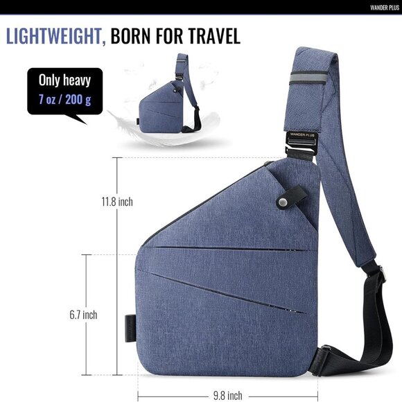 Anti Theft Crossbody Travel Bag for Women Men, Multi-Pocket Crossbody Bag, Slim - Picture 5 of 6